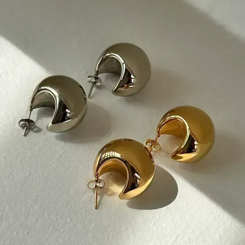 image 1-Pair-Retro-Solid-Color-Plating-Titanium-Steel-Ear-Studs (4)