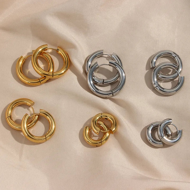 1-Pair-Simple-Style-Round-Plating-Stainless-Steel-18k-Gold-Plated-Hoop-Earrings