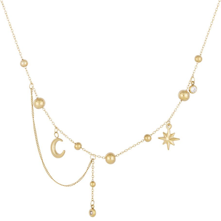 Goldene Halskette mit Stern-, Mond- und Kugelanhängern aus Edelstahl – Celeste Kollektion von Ankerliebe