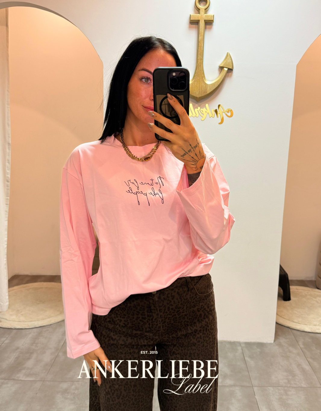 image no time for fake people | oversized langarmshirt rosa