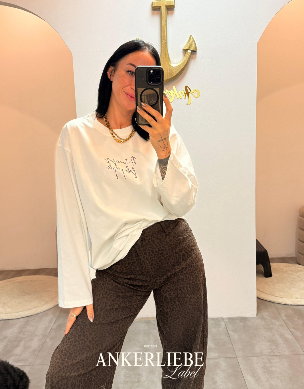 image no time for fake people | oversized langarmshirt weiß