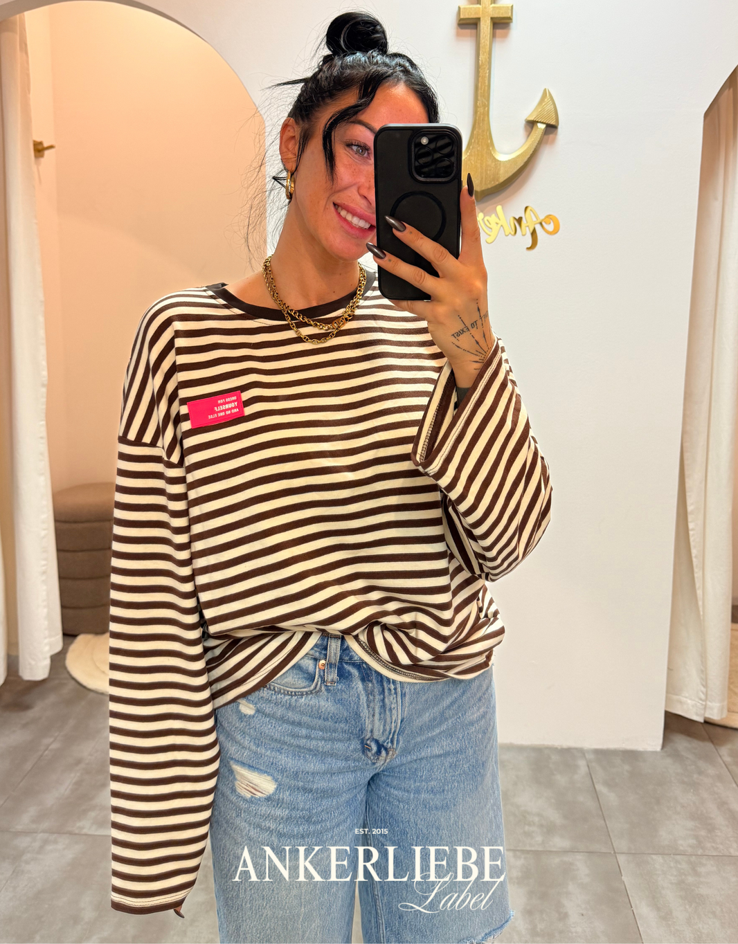 image coco | stripe longsleeve - creme/braun