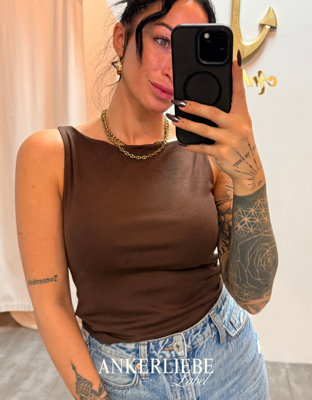image crop top | chocolate
