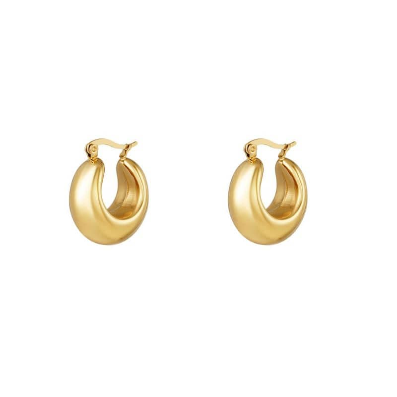 goldene Creolen bold twist aus Edelstahl