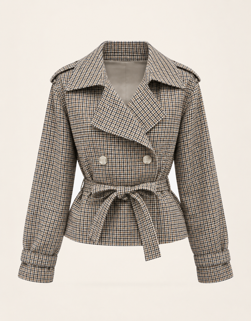 karierte oversize trench jacke | brauntöne