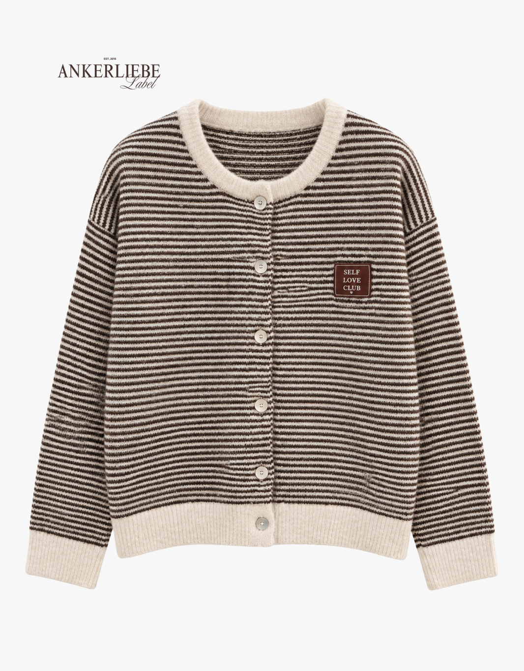 selflove club cardigan | gestreift | schoko-beige