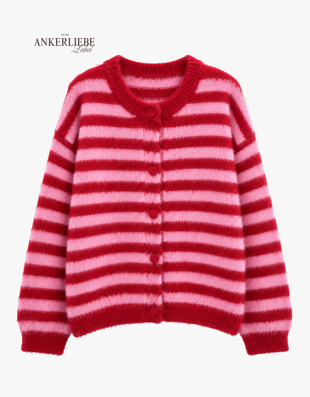 weicher, gestreifter cardigan | rot/pink
