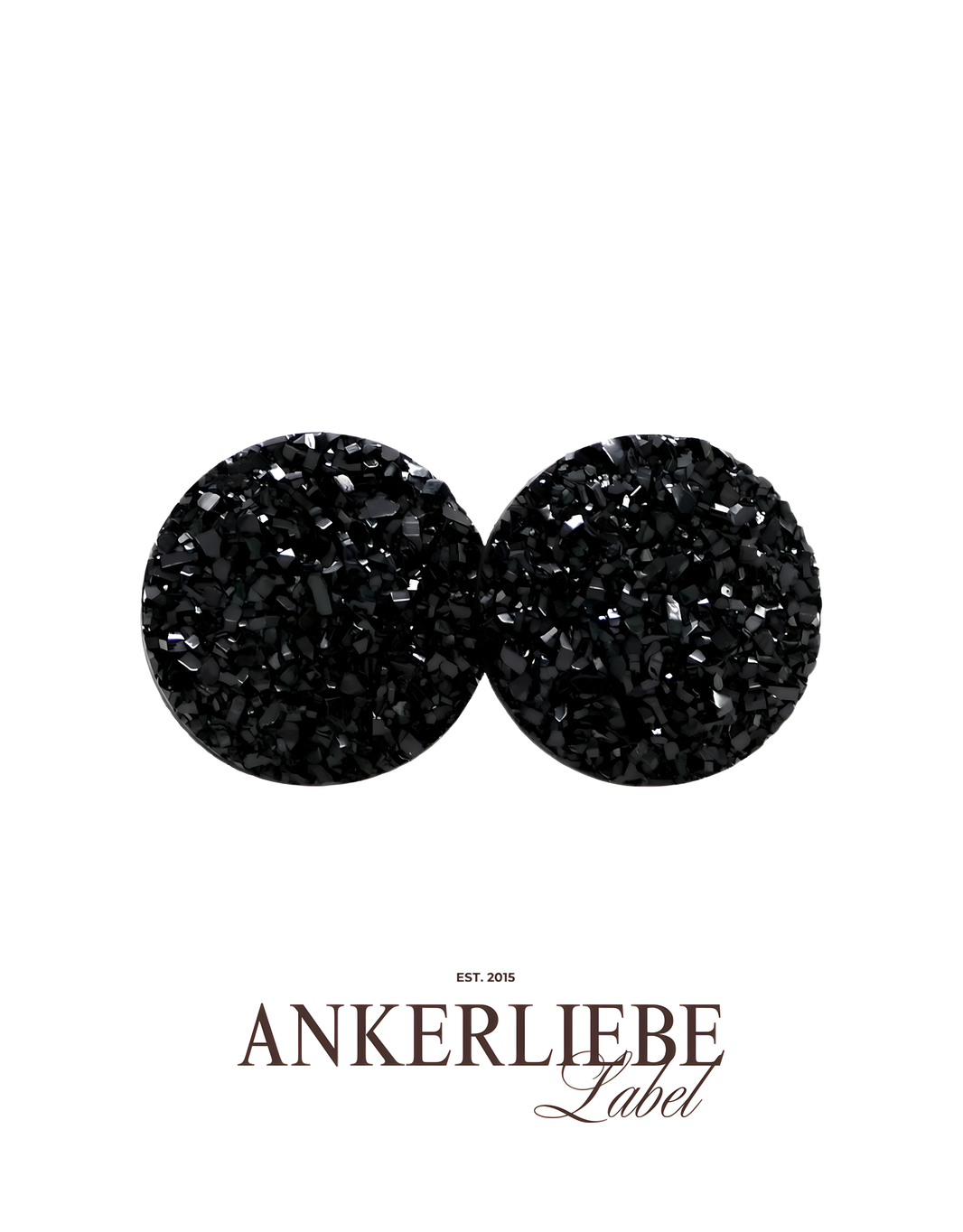 stecker/clips druzy schwarz glitzer kuppelig