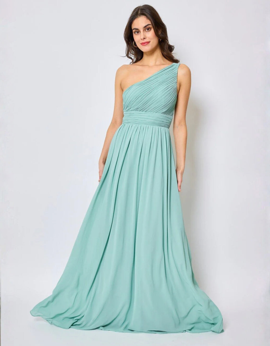 One-Shoulder Abendkleid mit Drapierung und flexiblem Rücken | Mint