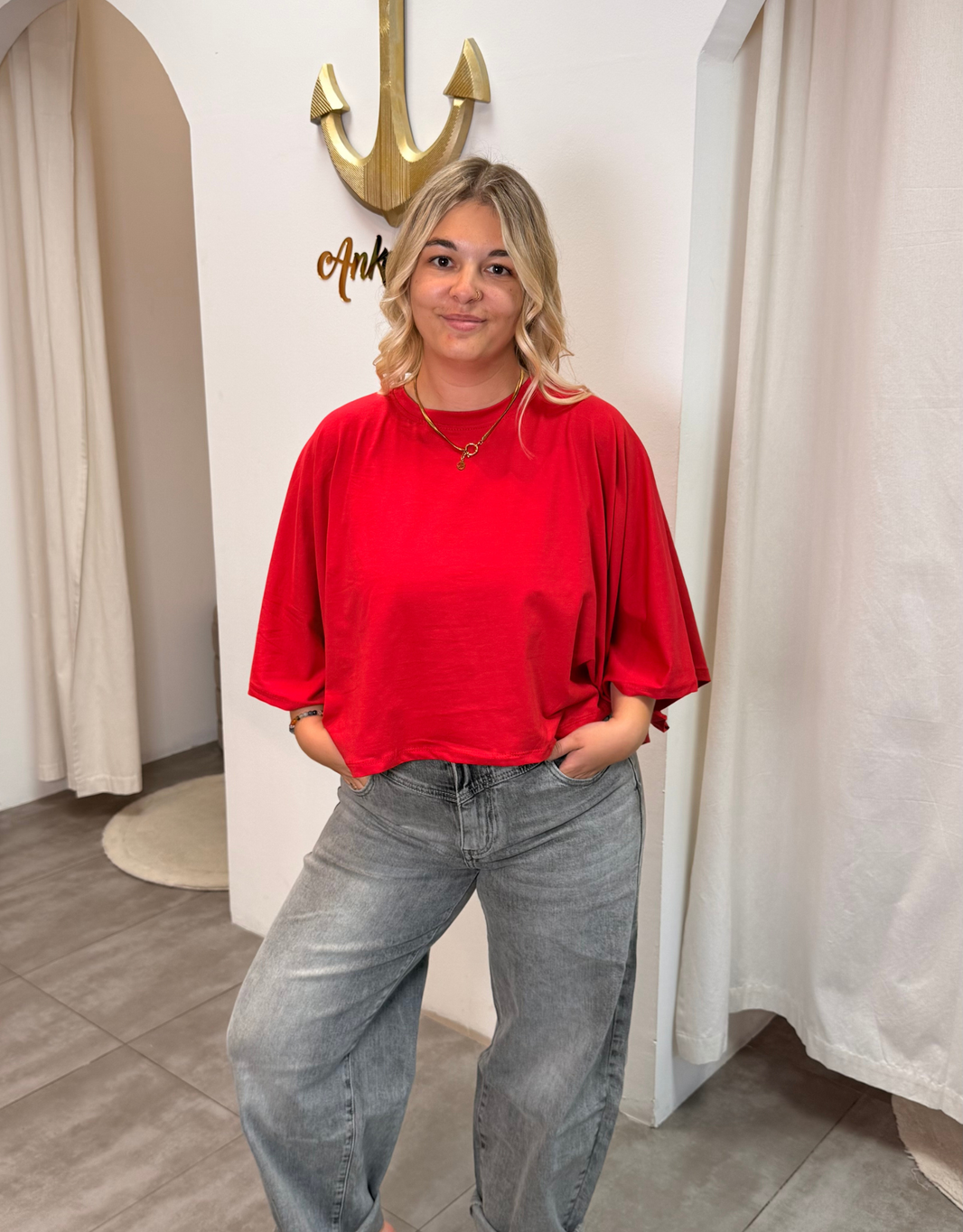 image superlight perfect crop shirt | oversized | tomato red