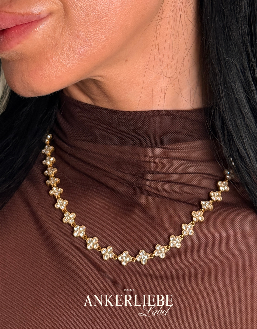 zirkonia kleeblatt design | halskette