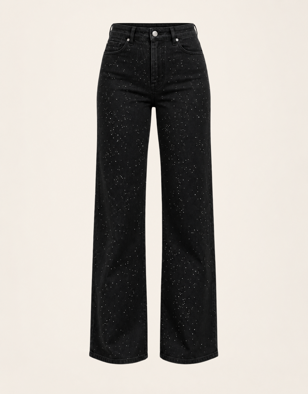 wide leg full strass schwarz | soft denim