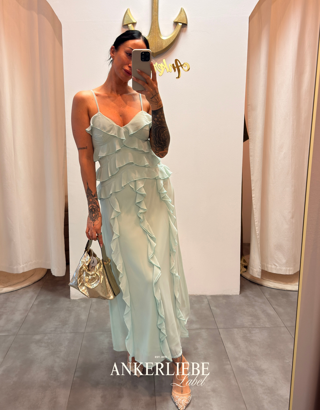 midi kleid rüschen | mint