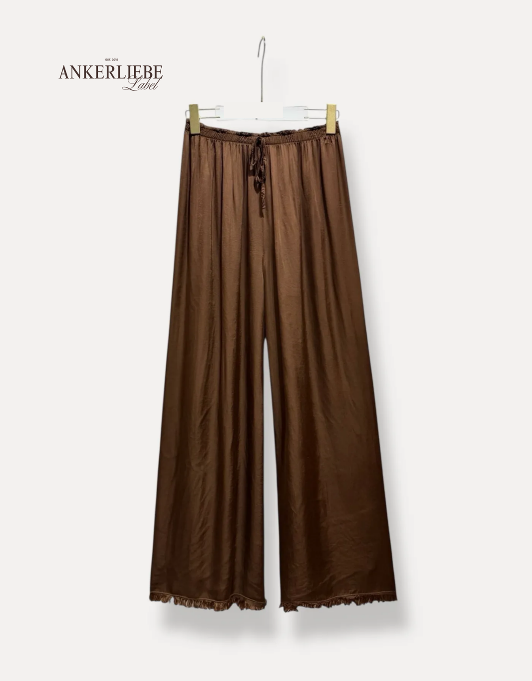 leichte satinhose mit cut-off-saum | choco