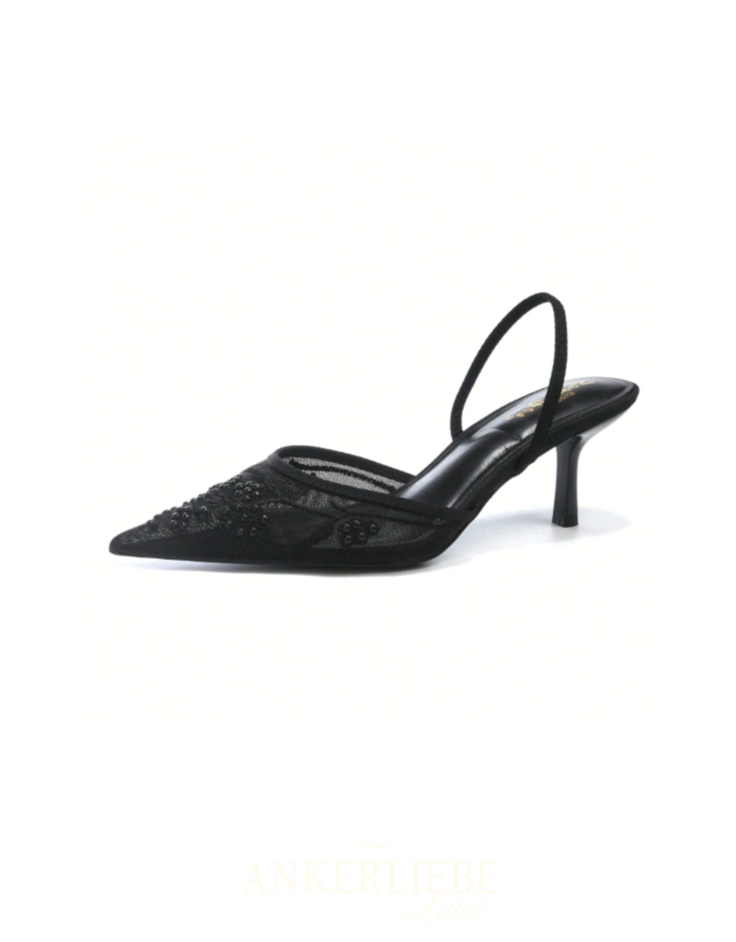 image kittenheels mit mesh und perlenbesatz | schwarz