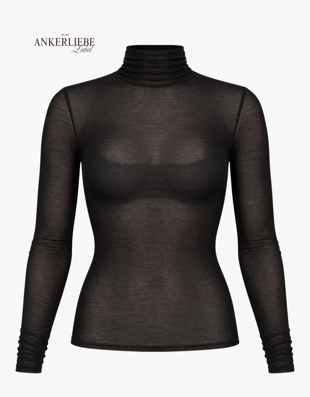 kaschmir shirt langarm mit rolli | schwarz