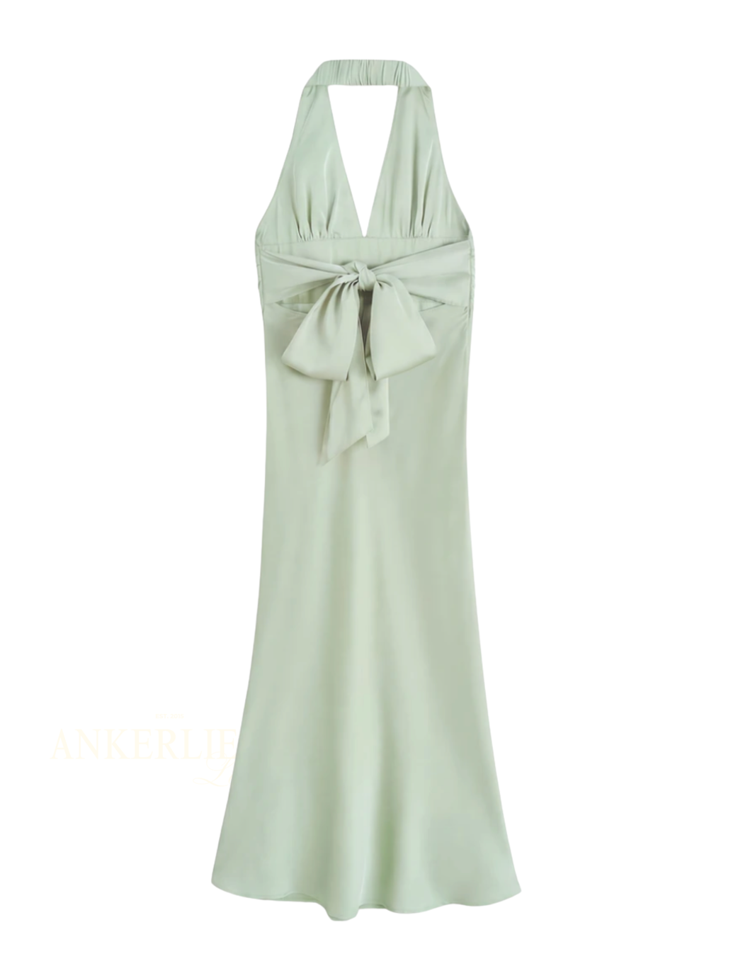 image maxi satin kleid neckholder | salbei
