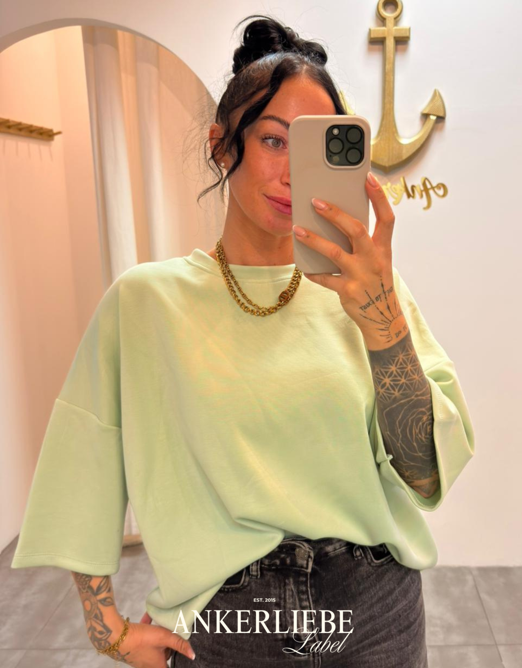 oversized 3/4 sweater shirt | mint