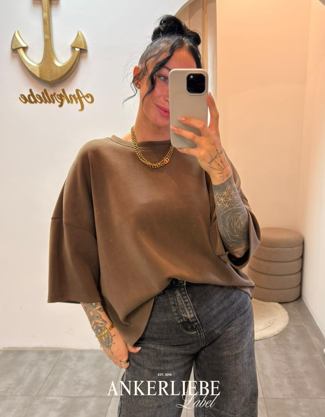 image oversized 3/4 sweater shirt | oliv