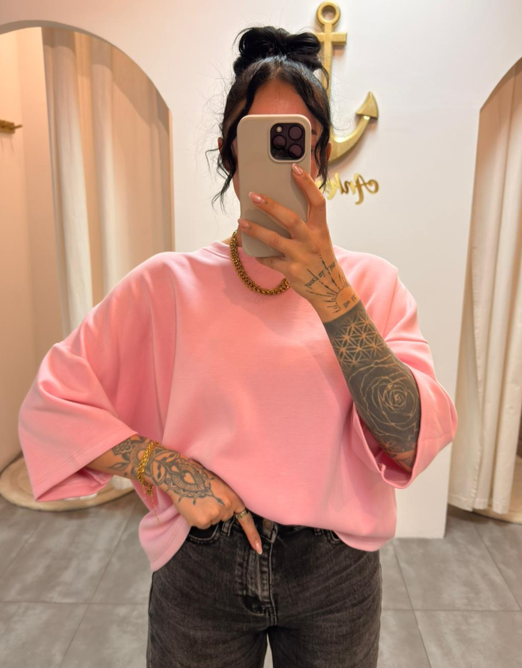 oversized 3/4 sweater shirt | rosa