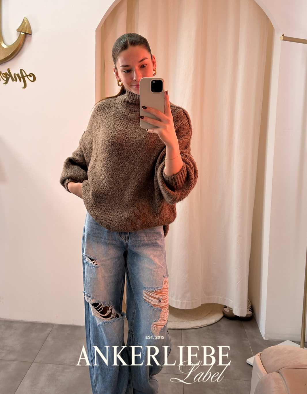 Oversize Statement Pullover | hellbraun