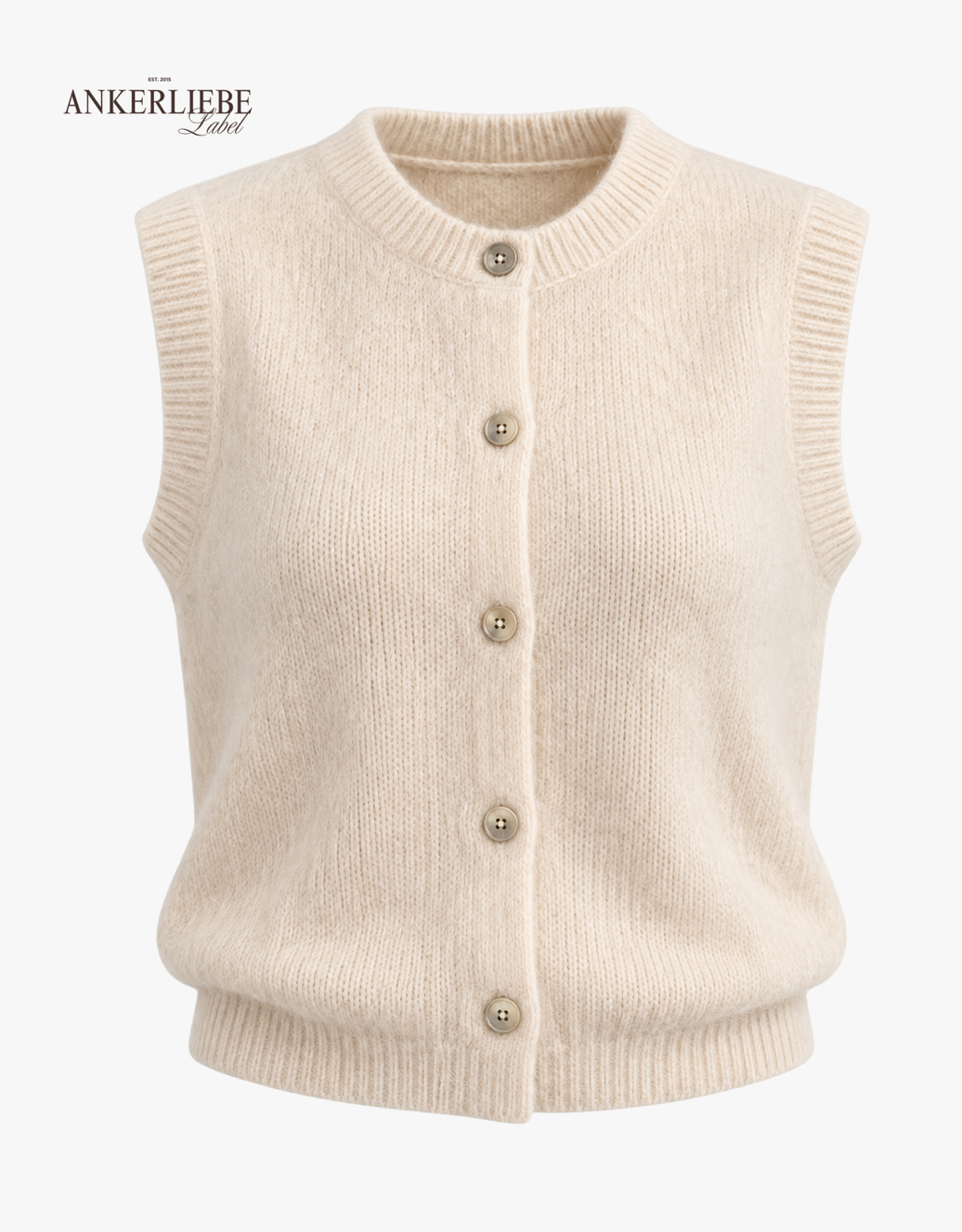 flauschige mohair weste mit knöpfen | creme