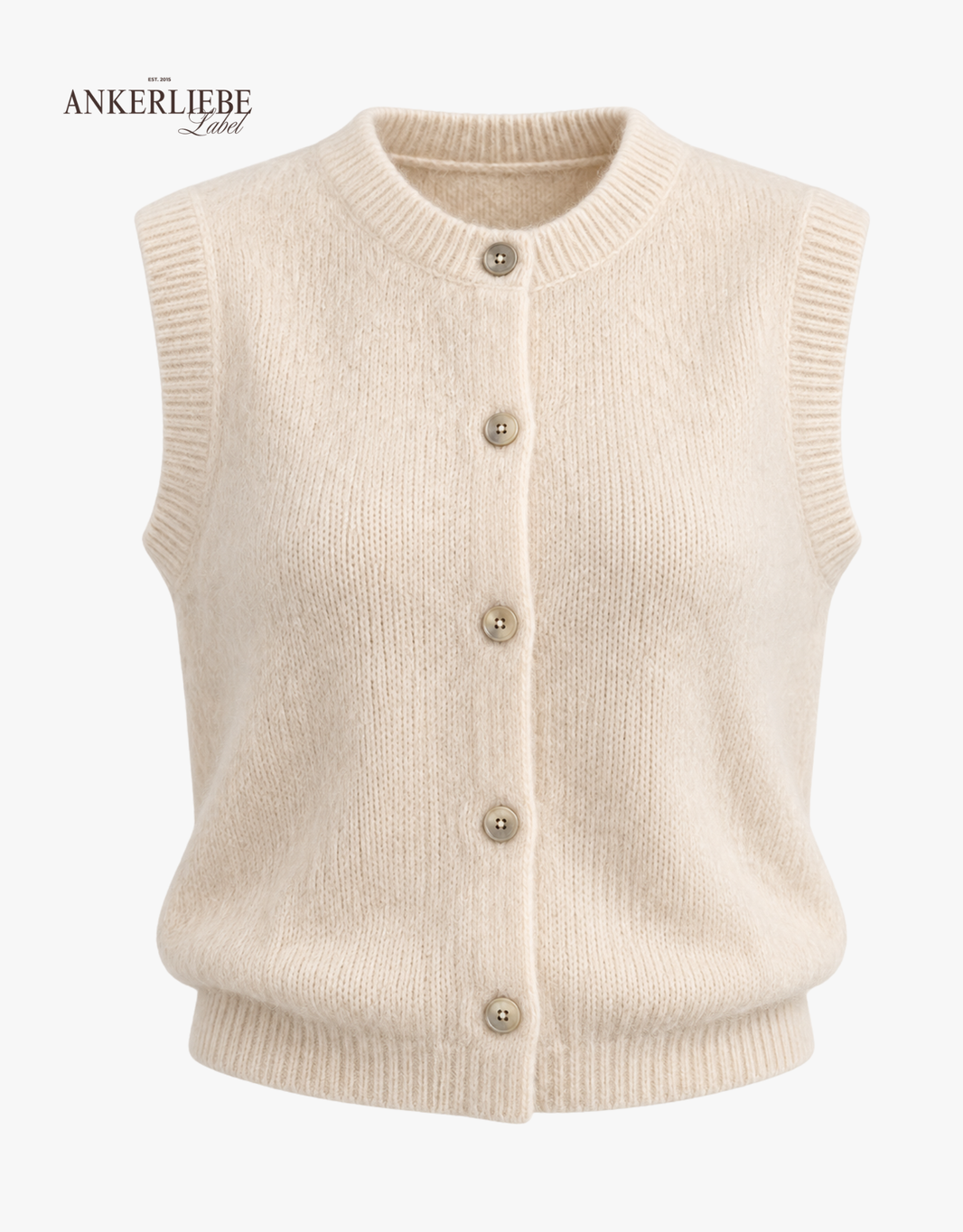 flauschige mohair weste mit knöpfen | creme