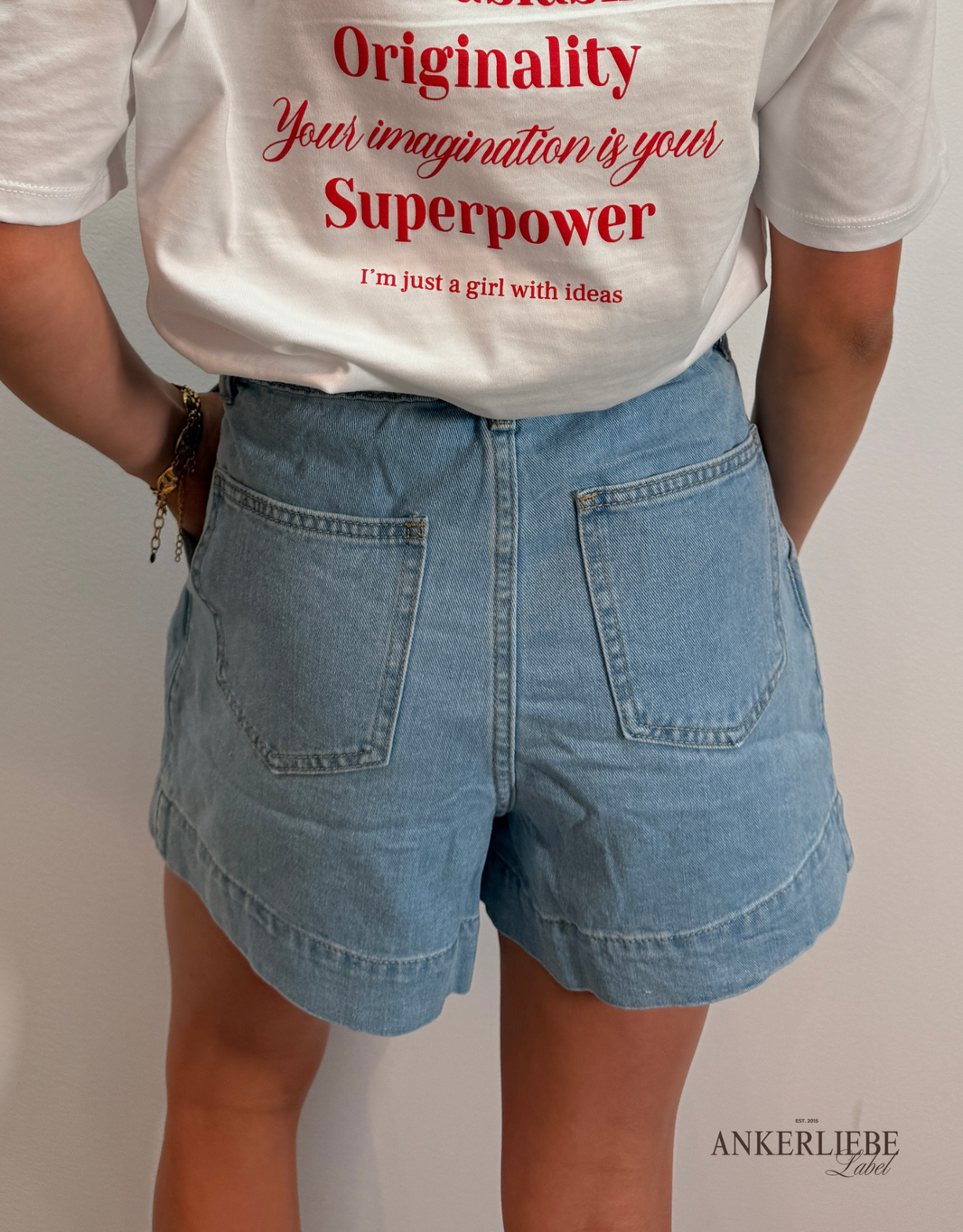 image high waist paperbag short | summer blue