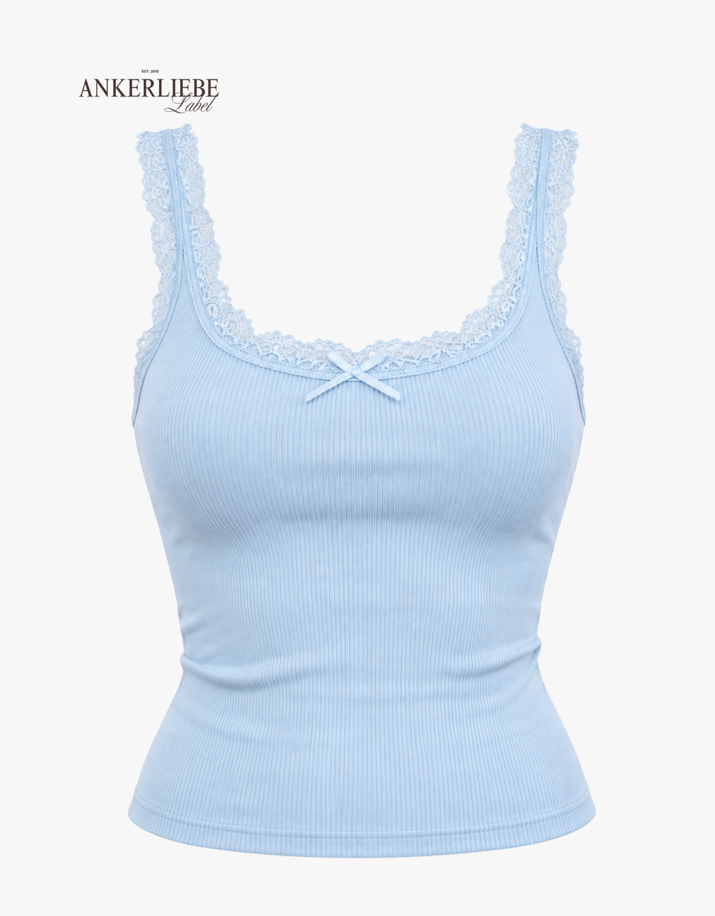 spitzentop mit masche | babyblue