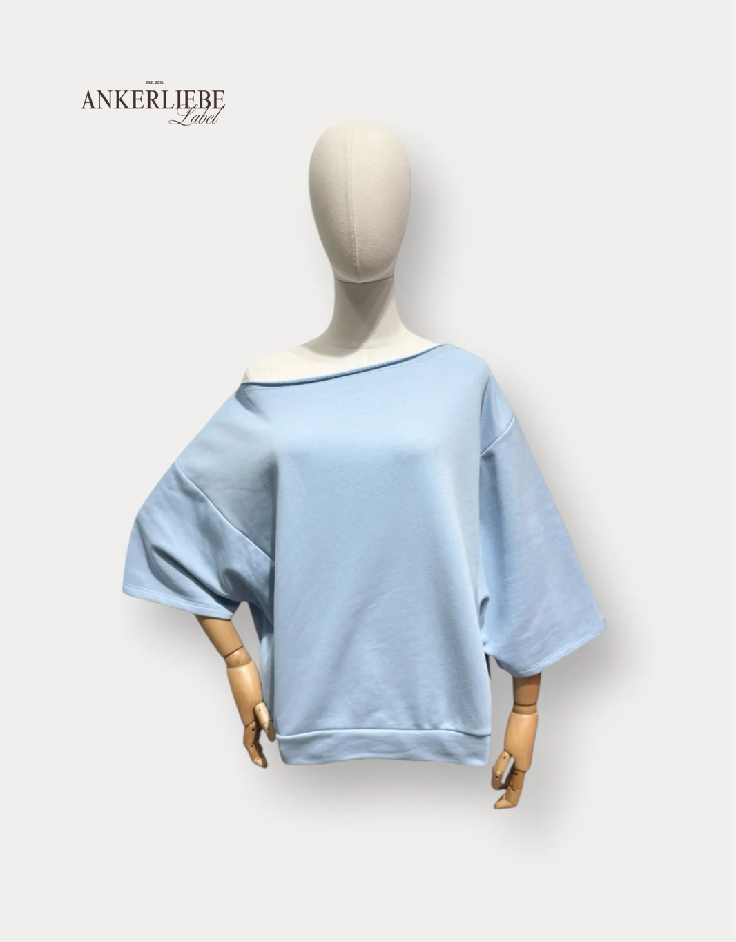 offshoulder cotton sweat-shirt | oversized | hellblau
