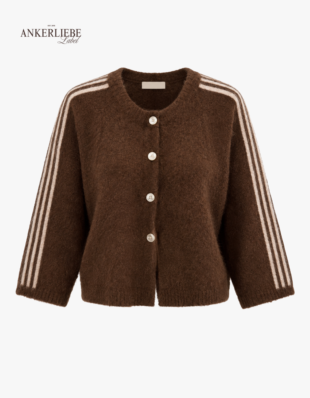 weste mit weiten ärmeln und seitlichen streifen | braun beige