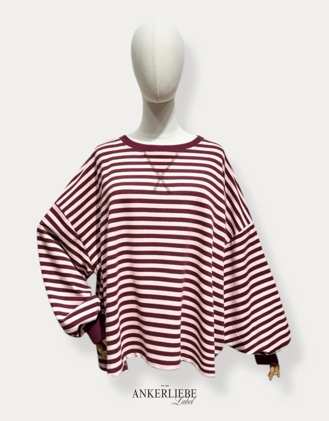 sweatshirt gestreift | rosa/burgund