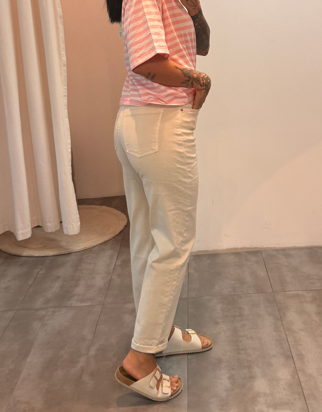 image mom jean soft denim | creme