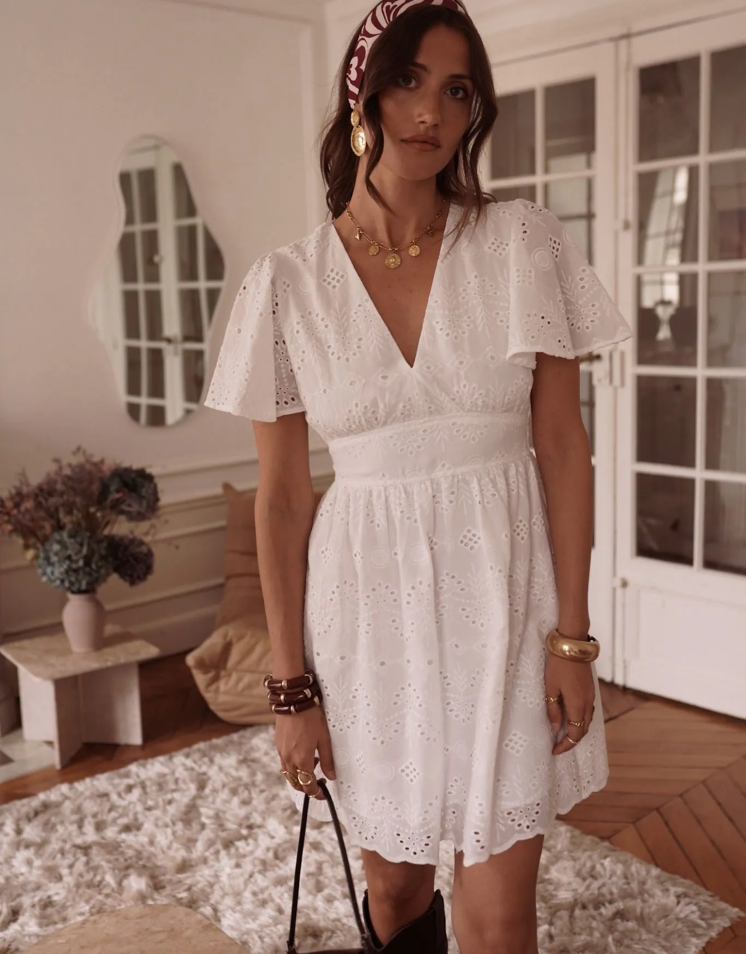 baumwoll sommerkleid embroidery | weiß