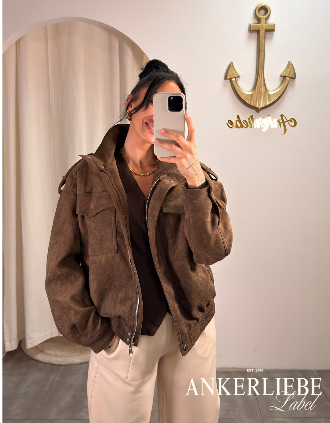 vegane wildlederjacke | braun