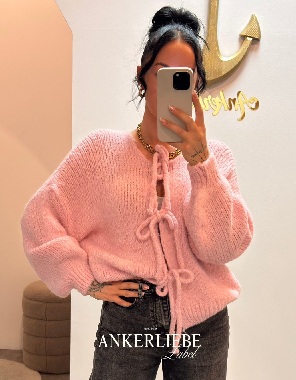 bow langarm weste | rosa