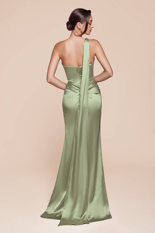 Elegantes Satin-Kleid mit Ein-Schulter-Design und figurbetonter Passform