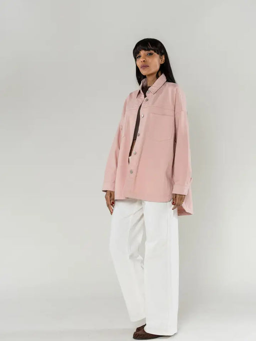 jeansjacke oversized | rosa