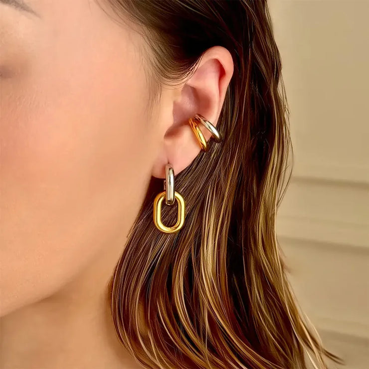 earcuff edelstahl metallmix gold und silber