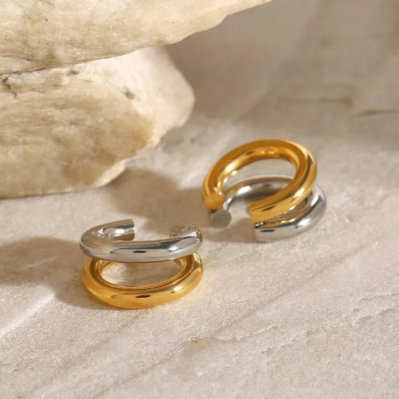 edelstahl kreolen metallmix gold und silber