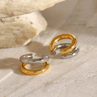edelstahl kreolen metallmix gold und silber