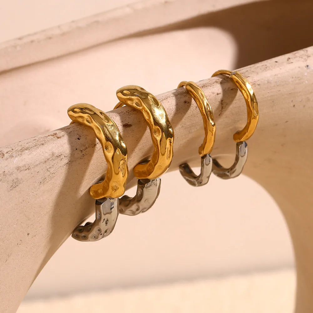 1-Paar-Vintage-Stil-Klassischer-Stil-Irregul-r-Geometrisch-Gemischtes-Metall-berzug-Edelstahl-304-18-Karat-Vergoldet-Ohrringe-display-picture-3