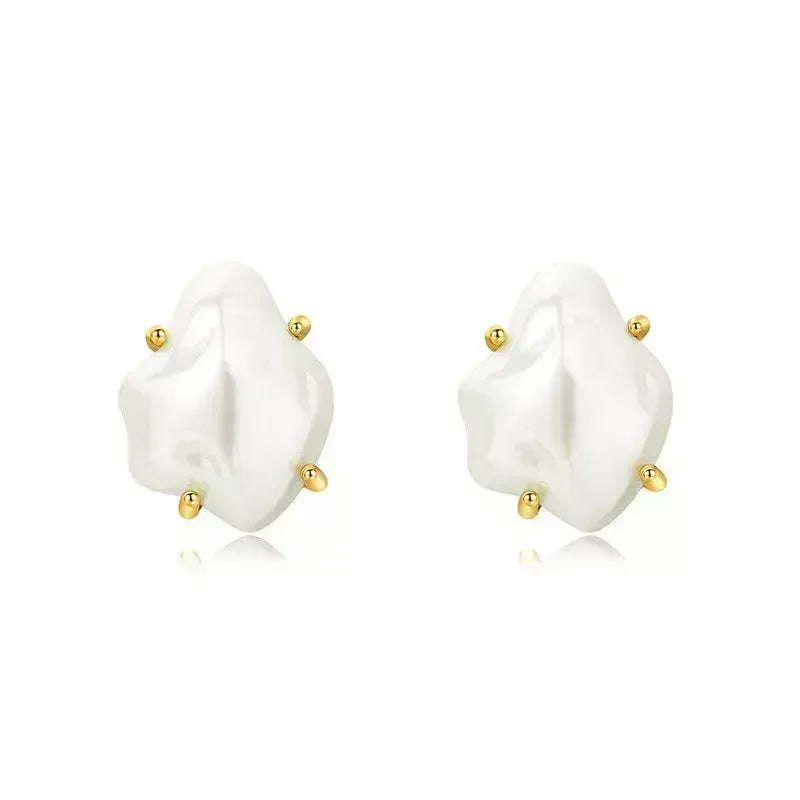 1-Pair-Elegant-Irregular-Plating-Freshwater-Pearl-Brass-18k-Gold-Plated-Ear-Studs
