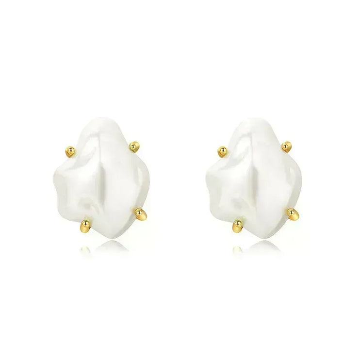 1-Pair-Elegant-Irregular-Plating-Freshwater-Pearl-Brass-18k-Gold-Plated-Ear-Studs