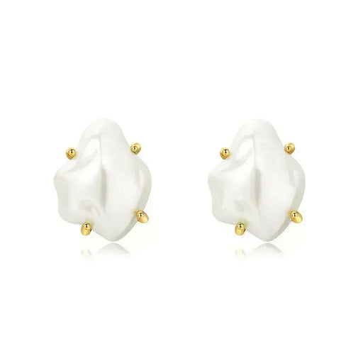 1-Pair-Elegant-Irregular-Plating-Freshwater-Pearl-Brass-18k-Gold-Plated-Ear-Studs