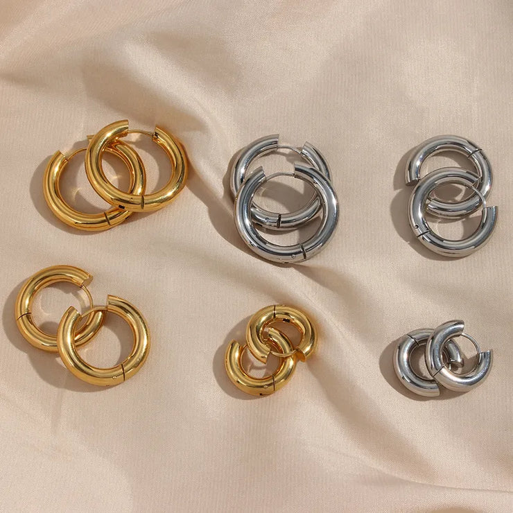 1-Pair-Simple-Style-Round-Plating-Stainless-Steel-18k-Gold-Plated-Hoop-Earrings