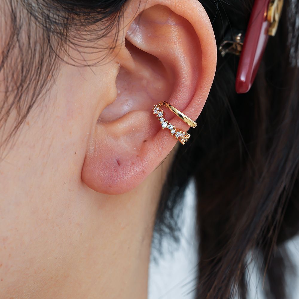 image zirconia double earcuff | gold