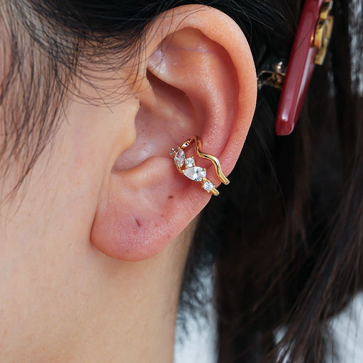 wave line diamond earcuff | gold