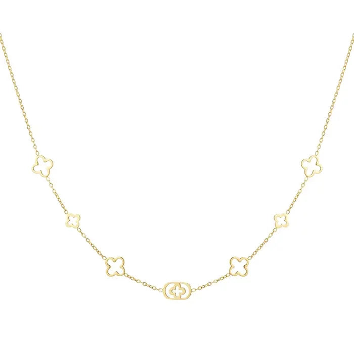 Zarah Lou Halskette mit Kleeblatt-Design aus Edelstahl, erhältlich in Gold oder Silber – zarter Schmuck von Ankerliebe