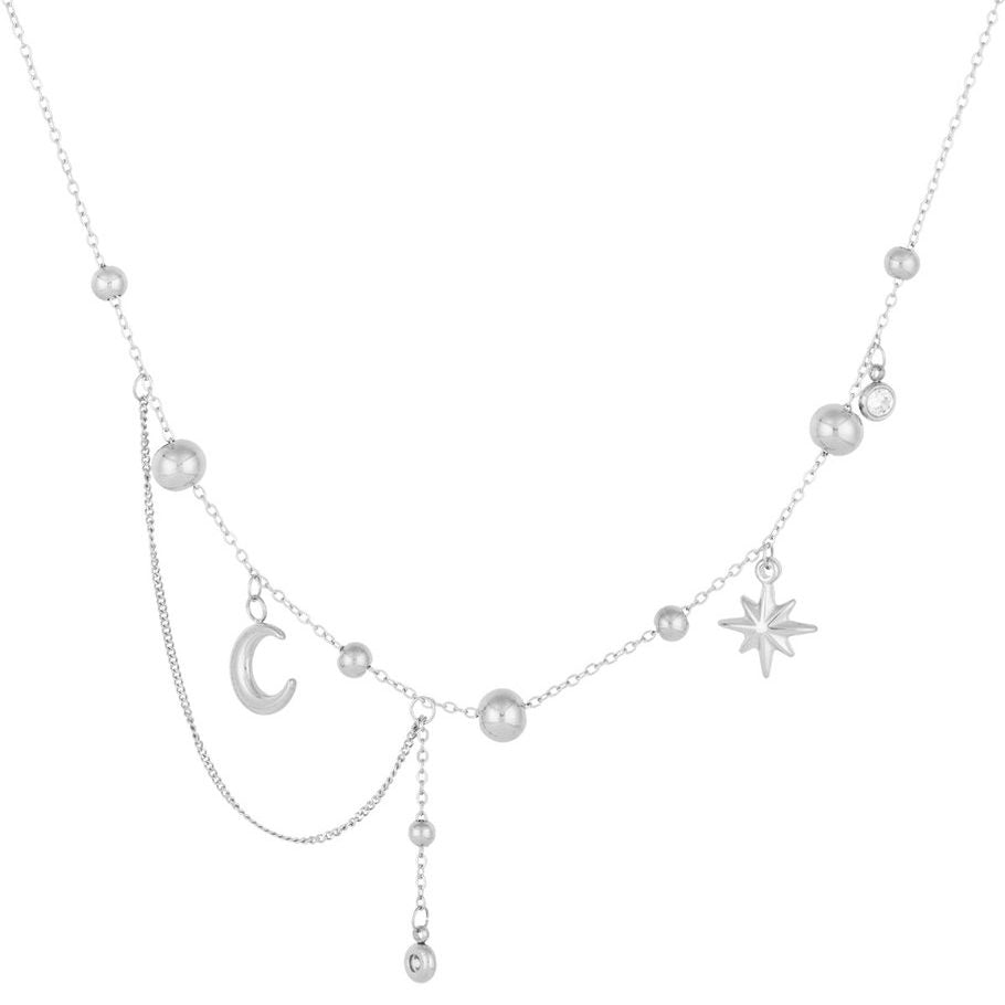 Silberne Halskette mit Stern und Mond aus Edelstahl – Celeste Schmuckstück von Ankerliebe